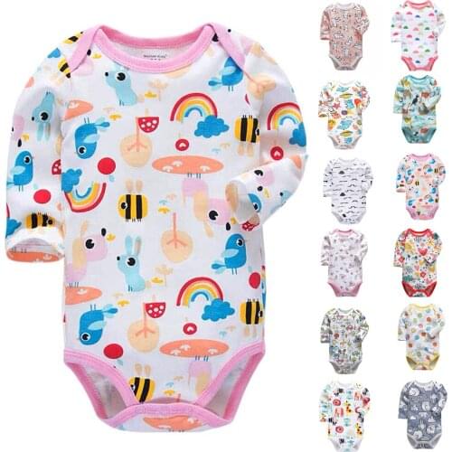 Fashion Newborn Infant Baby Boys Girls Long Sleeve O-Neck Cartoon Printed Cotton One-piece Romper Jumpsuit Outfits Clothes#p4