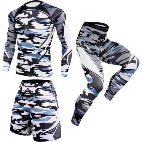 Mens Compression Running Set Tight Legging Shirt Pant Long Sleeves Clothing Tracksuit Suit Man Sports Спортивный Костюм Мужск