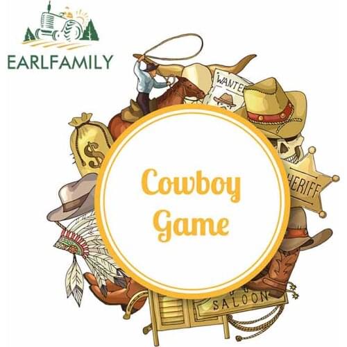 EARLFAMILY 13cm x 12.3cm For Wild West Cowboy Fashion Decal Car Accessories Stickers DIY Waterproof Sunscreen Decoration