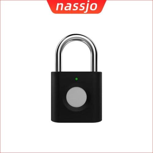 Nassjo Fingerprint Lock USB Rechargeable Security Smart Thumbprint Padlock Anti-theft Electric Mini Lock For Luggage Case Gym
