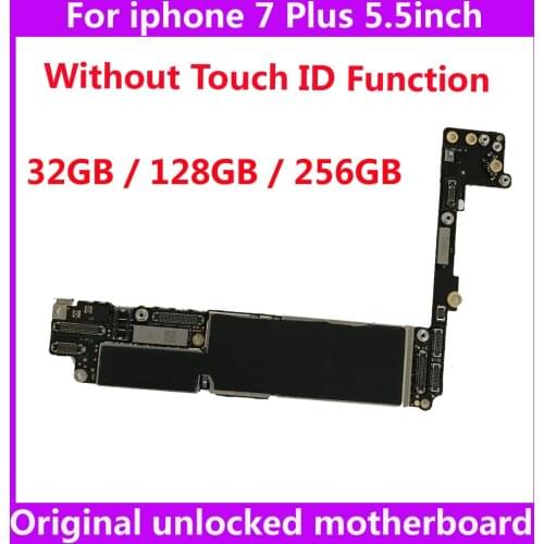 For iphone 7 plus 7Plus original motherboard without touch ID 32GB 128GB 256GB factory unlocked IOS system logic board mainboard