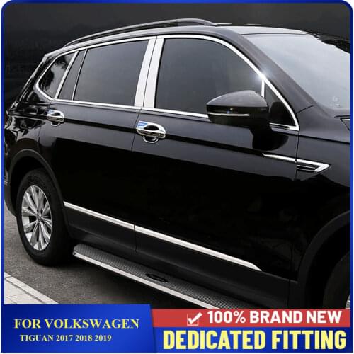 Fit For Volkswagen Tiguan 2017 2018 2019 Car Door Window Center Pillars Cover Trim Strips Auto Parts 12Pcs/Set