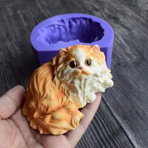 PRZY Cute 3D Cat Silicone Mold Mousse Chocolate Mold Cake Mold Cat Fondant Cake Mold Clay Resin Moulds Eco-friendly