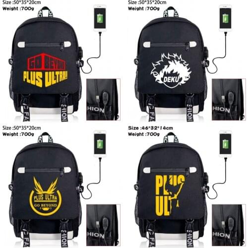 My Hero Academia Backpack Student Casual USB Charging School Bag Teenager Zipper Rucksack unisex Shoulders Travel Laptop Bag