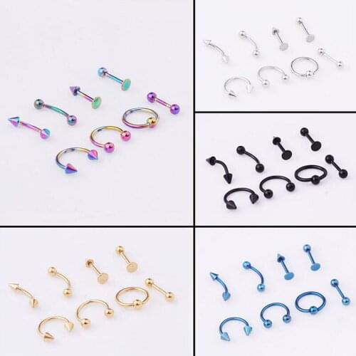4/8pcs/lot Steel Ear Piercings Helix Piercings Eyebrow Piercings Lip Labret Rings Earring Tragus Barbell Piercings Body Jewelry