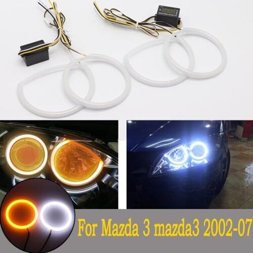 SMD cotton lamp two-color white and yellow LED angel eyes DRL car Accessories for Mazda 3 mazda3 2002 2003 2004 2005 2006 2007