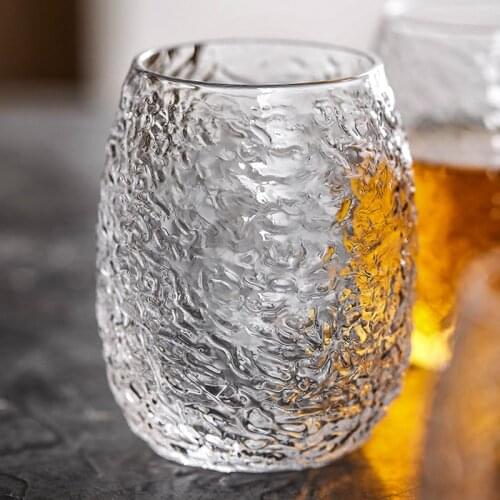 Japanese Style Hammer Pattern Handmade Crystal Art Old Fashioned Whiskey Glass Water Mug Transparent Cups Home Drinkware