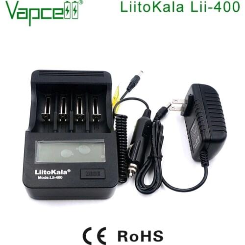 Vapcell battery charger Liitokala Lii-400 for 26650 18500 21700 3.7V Li-ion and NiMH AA AAA battery free shipping