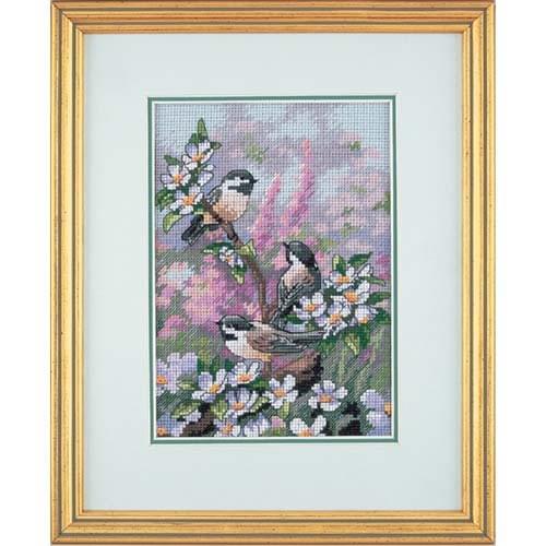 Higher quality cotton threads Lovely Counted Cross Stitch Kit Chickadess In Spring Bird Birds and flower dim 06884