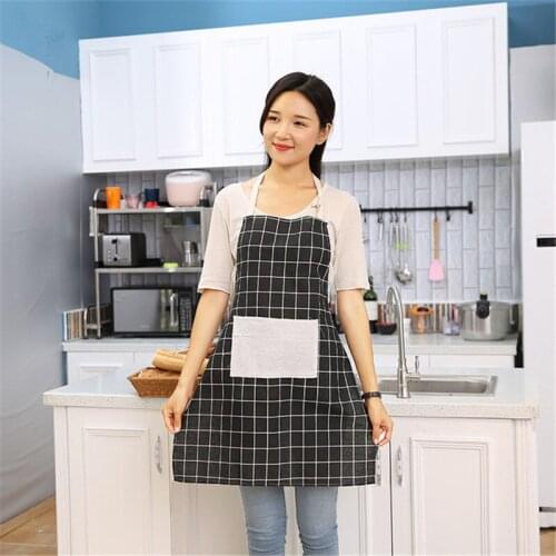 Japan style Grid lattice ramie cotton&linen fabric Apron save all dress and pinafore in size 65cm x 64cm
