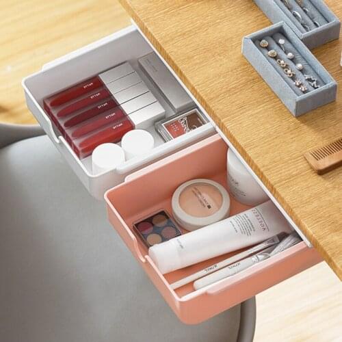 Drawer Storage Box Table Under Paste Plastic Desk Organizer Self Stick Pencil Tray Stand For Stationery Sundries Home Organizer