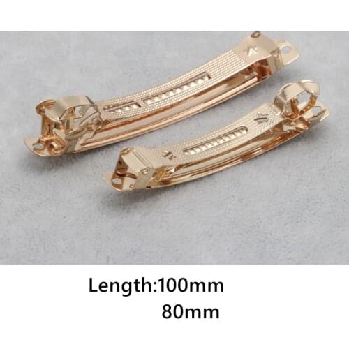 10pcs KC Gold French Barrette Style Spring Hair Clips Automatic Clip Blank Width Setting Bow Hairpin Supplies For Jewelry Making