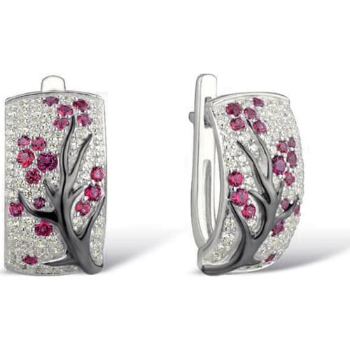 2019 New Luxury Best Friend rose flower Earring U Shape Stud Earrings for Women Cubic Zircon Flower 925 sterling silver Earrings