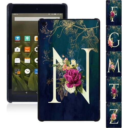 For Fire HD 10 5th/7th/9th Gen/Fire 7 5th/7th/9th Gen/Fire HD 8 6th/7th/8th Gen Initial Name Tablet Hard Shell Case + Stylus