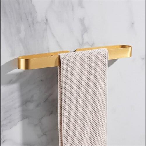 Brushed Gold Towel Holder Shoes Hanger Towel Hanger Aluminum Towel Ring Bathroom Wall Mounted Towel Bar Rail Bathroom Towel Rack