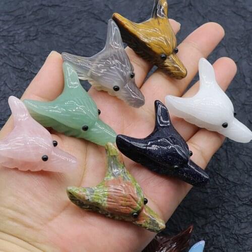 Crystal carved Wolf head pendant tiger eye stone quartz agate stone semi-precious stone carved animal 1Pcs