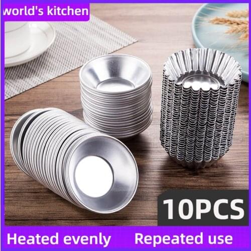 10pcs Aluminum Portuguese style Egg Tart Cupcake Mould Fruit Cake Die Mold Small Baking Tool pasteis de nata oven bake round