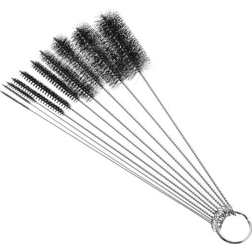 10Pcs Nylon Stainless Steel Cleaner Easy Use Cleaning Brushes Set for Tobacco Pipe Airbrush Tools
