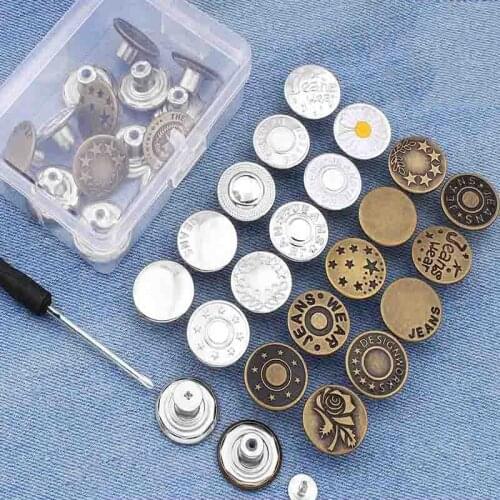 10PCS Jeans Button Men Women Sewing-free Detachable Pants Change Waist Size Buckle Accessories to Send Screwdriver