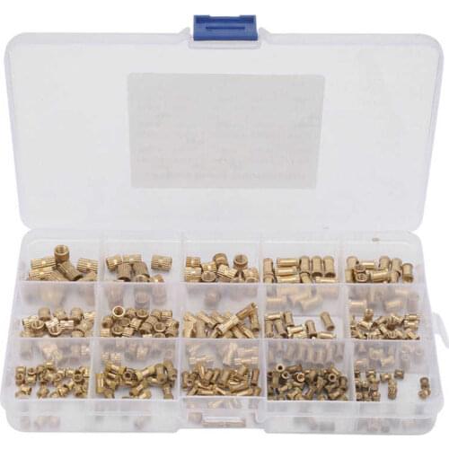 330Pcs M2/M3/M4/M5 Brass Insert Nuts Assortment Kit Injection Molding Knurled Thread Nuts Knurling Kit Fastener Accessories