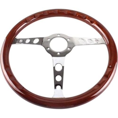 380mm 15 Inch Grant Clic Nostalgia Style Wood Grain Steering Wheel Clic Wheel Slotted 3 Spoke Steering Wheel Riveted Light
