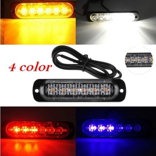 6 LED Flash Emergency Warning Light For Car Auto Truck SUV Motorcycle Side 18 Strobe Modes Flashing Light 12V-24V Bright Lamp