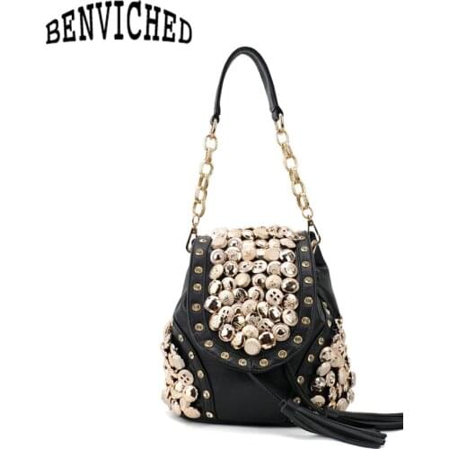 BENVICHED Fashion PU leather bolsa 2021 New bucket bags with a small bag crossbody bags for women Button Shoulder Bag