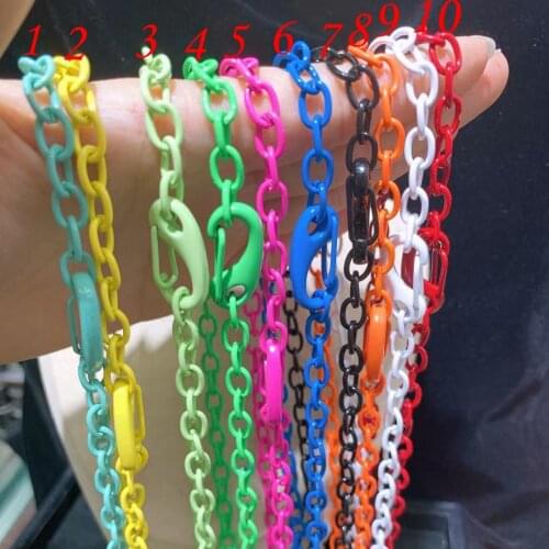 5PCS, New Fashion Long Chain Necklace For Women Enamel Chain Chunky Choker Lock Pendant Necklace Jewelry