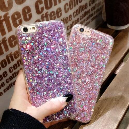 TUMI.OvO Phone Case for iPhone 7 8 Case Silicon Bling Glitter Crystal Sequins Soft TPU Cover Fundas for iPhone 5 5S 6 6S Plus X