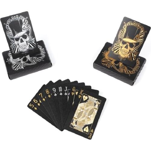 Black Foil PET Fashion Personality Plastic Black Color Skull Game Card Poker Waterproof Playing Card Board Game