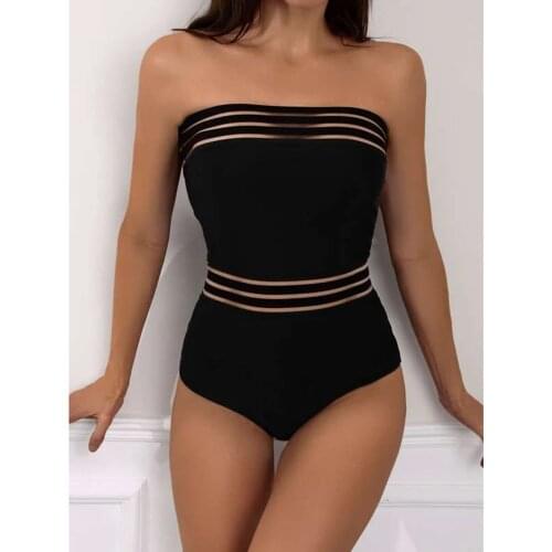 Black One Piece Swimsuit Swimwear Female 2021 Sexy Bathing Suit Girl String Off Shoulder Monokini Swimming Suits for Women