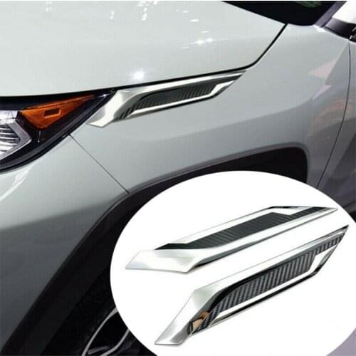 For Toyota Rav4 2019 2020 Carbon Fiber Chrome Front Head Light Eyebrow Decorative Strip Accessories