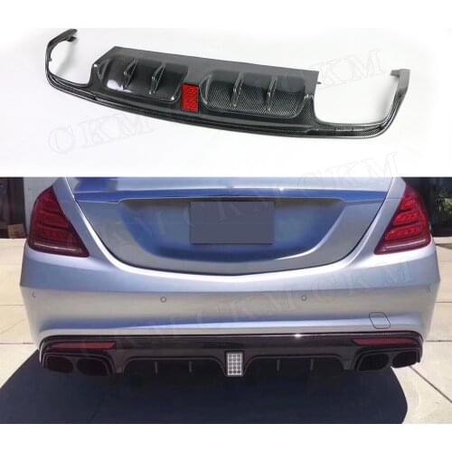 For W222 Carbon Fiber Material Rear Bumper Lip Diffuser Spoiler Fit for Mercedes Benz S Class S63 S65 AMG 2013-2017 B Style