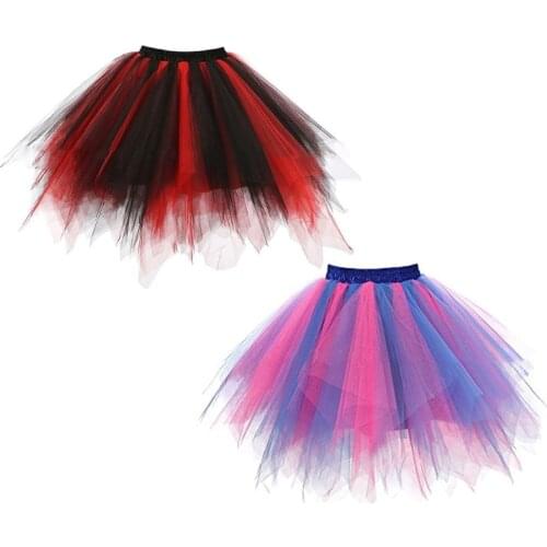 Women Vintage Candy Multicolored Short Tutu Skirt Layered Bubble Puffy Petticoat Cosplay Party Ballet Dance Underskirt