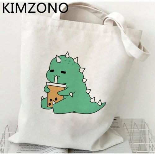 Dinosaur shopping bag jute bag canvas shopping bolsa bolsas de tela handbag bag fabric shoping sacola string grab
