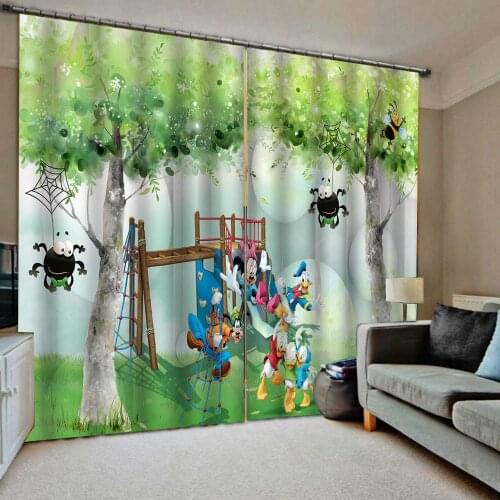 Beautiful Photo Fashion Customized 3D Curtains green cartoon curtains kids curtains