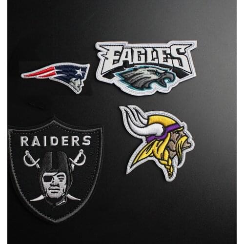 NFL Football Team Logo Vikings Philadelphia Raiders Embroidery Patches Eagles Tactical Badges For Clothes Bag Jacket Appliques
