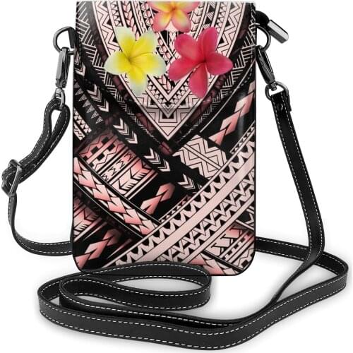 Small Crossbody Bag Womens Plumeria With Polynesian Prints Womens PU Leather Shoulder Messenger Bag Mini Square Flap Bag