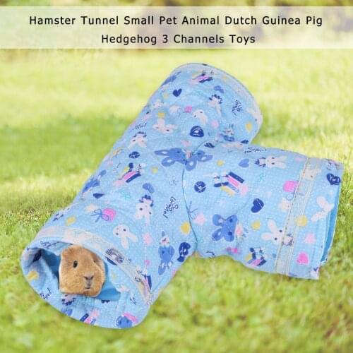 Small Animal Rabbit Tunnel Cartoon Design Print Hamster Guinea Pig Pet Products House Playing Hut Pet Tubes Bed Nest