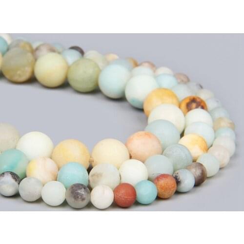 Matte Natural Amazonite Round Loose Mineral Stone Beads For Jewelry Making 15.5" 4/6/8/10/12mm DIY Handmade Bracelets Necklace