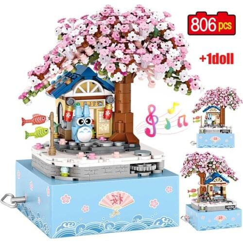 806pcs Friends City Flower Tree House Rotating Music Box Building Blocks DIY Mini Bricks Educational Toys For Girl Gift