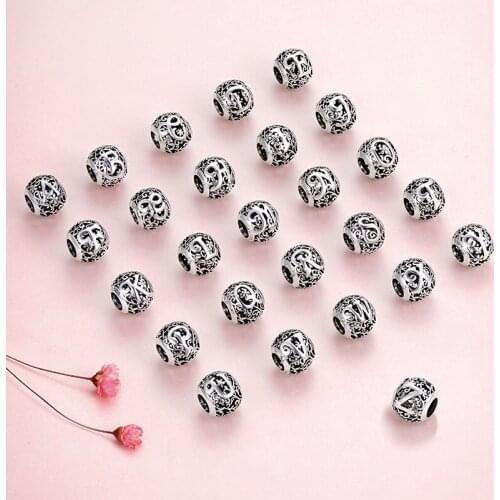 Mori Letters Charms 100% 925 Sterling Silver Letter A-Z Beads Pendant For Bracelets Necklace 2020 New Jewelry