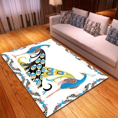 Cartoon 3D Printed Carpet Peacock feather pattern Home Decor Carpets for Living Room Bedroom Floor Mats Kids Room Play Area Rugs
