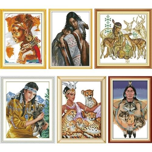 Joy Sunday Cross-Stitch Kit Stamped Indian Printed 11CT 14CT Counted Patterns Crafts Home Decor Embroidery Needlework Thread Set