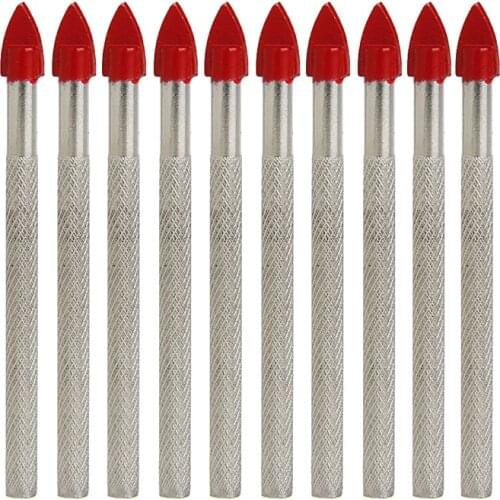 10Pcs Glass Tile Ceramic Drill Set 3/16 "Shank Carbide Tip-tip Throw Hole Drills