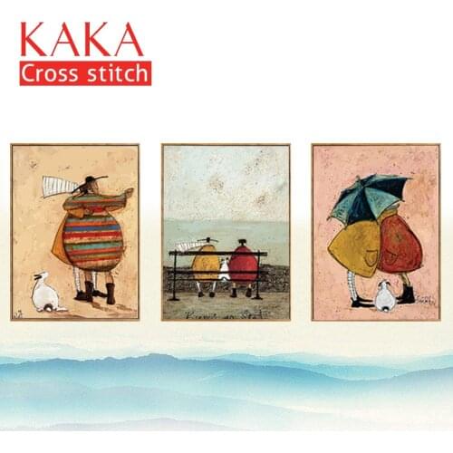 KAKA Cross stitch kits Embroidery needlework sets with printed pattern,11CT canvas,Home Decor for garden House,5D Europe Cartoon