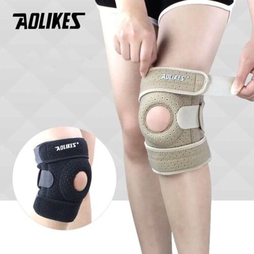 AOLIKES 1 Pcs Breathable Running Cycling Knee Pad Kneecap Damping 4 Springs Support Protector Kneepad Protective Gear Wholesale