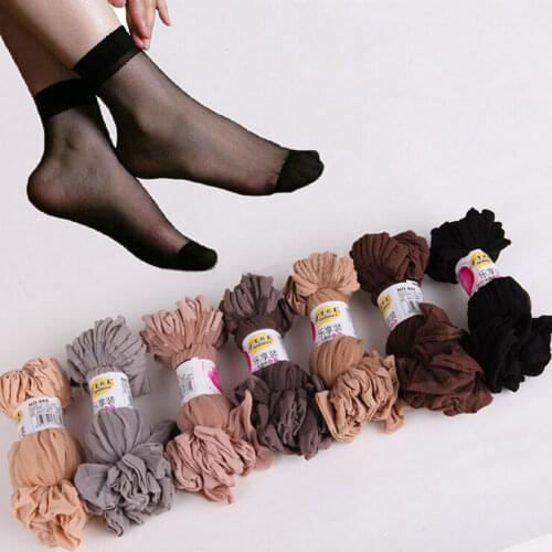 10 Pairs Summer bamboo female Short Socks Womens socks Thin Crystal Transparent Silk Socks Girl Ankle Sox