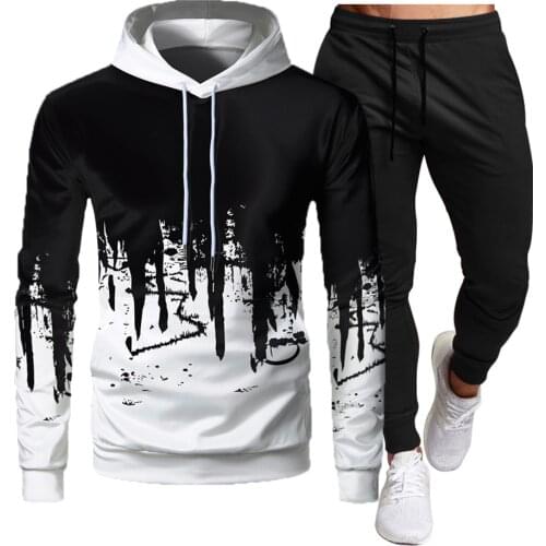 New Mens Suit 3D Hoodie + Sports Casual Thin Trousers Spring and Autumn Sports Suit Men