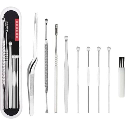 8pcs Ear Wax Pickers Stainless Steel Ears Picks Removal Curette Remover Cleaning Stick Tool